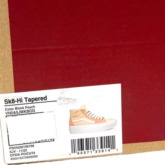 VANS Sk8-Hi Tapered Platform Shoes Skate Peach Women's Suede Canvas VN0A5JMKBOD - Picture 8 of 9